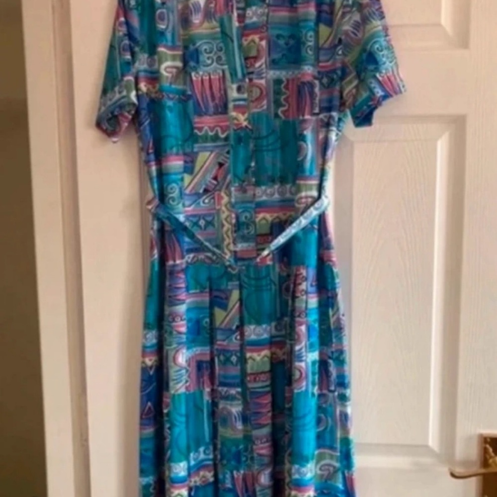 Vibrant Blue and Pink High Low Dress